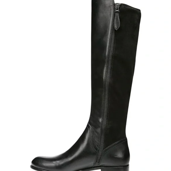 NIB Franco Sarto Women's L-Maleni Black Leather and Fabric Stretch Boot -Size 7M